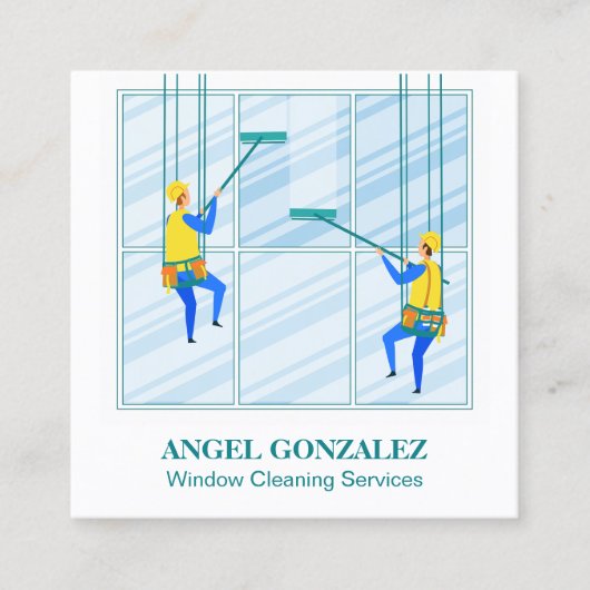 Hochglanz-Fensterwaschen Quadratische Visitenkarte (Vorderseite)