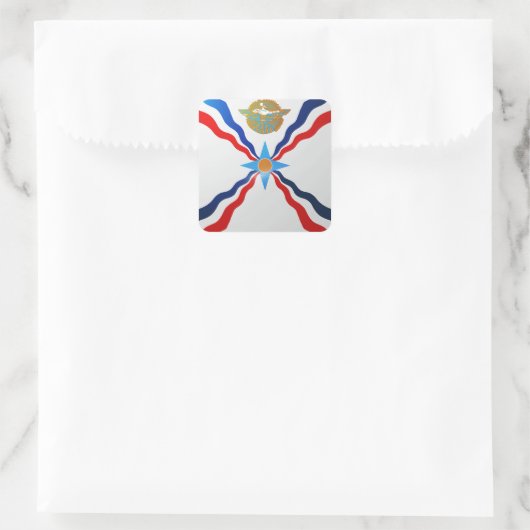 Hochglanzflagge Assyria Quadratischer Aufkleber (Tasche)