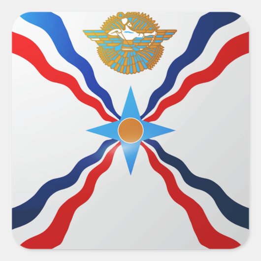 Hochglanzflagge Assyria Quadratischer Aufkleber (Vorderseite)