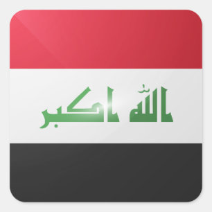 Hochglanzflagge auf dem Irak Quadratischer Aufkleber