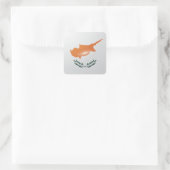 Hochglanzflagge auf Zypern Quadratischer Aufkleber (Tasche)