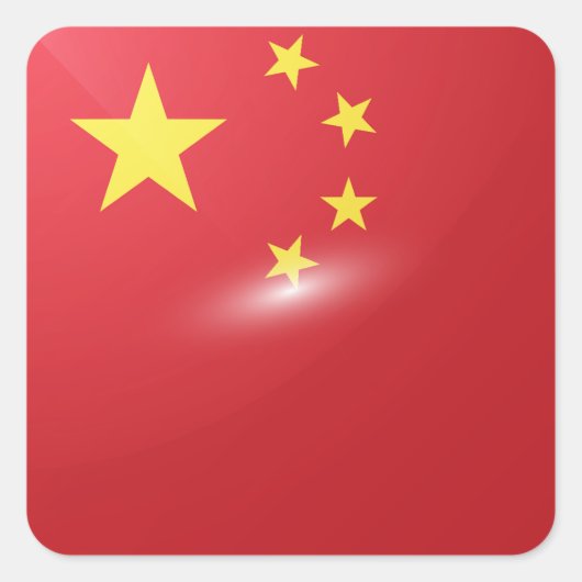 Hochglanzflagge der China Quadratischer Aufkleber (Vorderseite)