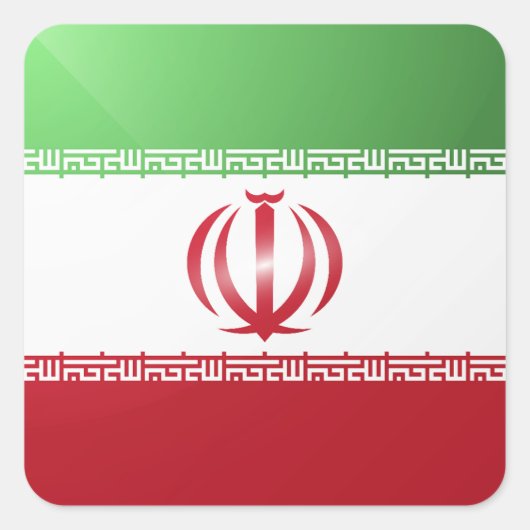 Hochglanzflagge des Iran Quadratischer Aufkleber (Vorderseite)