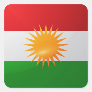 Hochglanzflagge des Kurdistans Quadratischer Aufkleber
