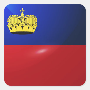 Hochglanzflagge des Liechtensteinviertels Quadratischer Aufkleber
