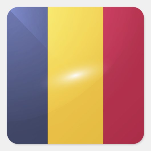 Hochglanzflagge des Tschad Quadratischer Aufkleber (Vorderseite)
