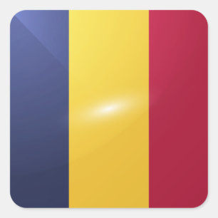 Hochglanzflagge des Tschad Quadratischer Aufkleber