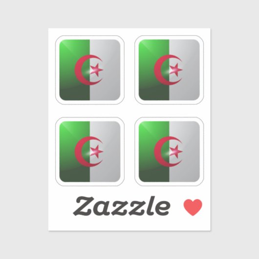 Hochglanzflagge in Algerien Aufkleber (Blatt)