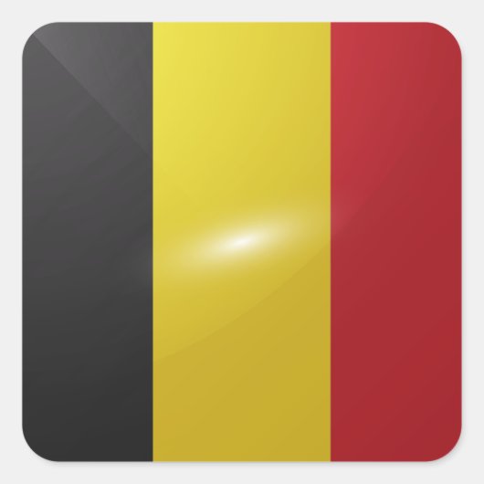 Hochglanzflagge in Belgien Quadratischer Aufkleber (Vorderseite)