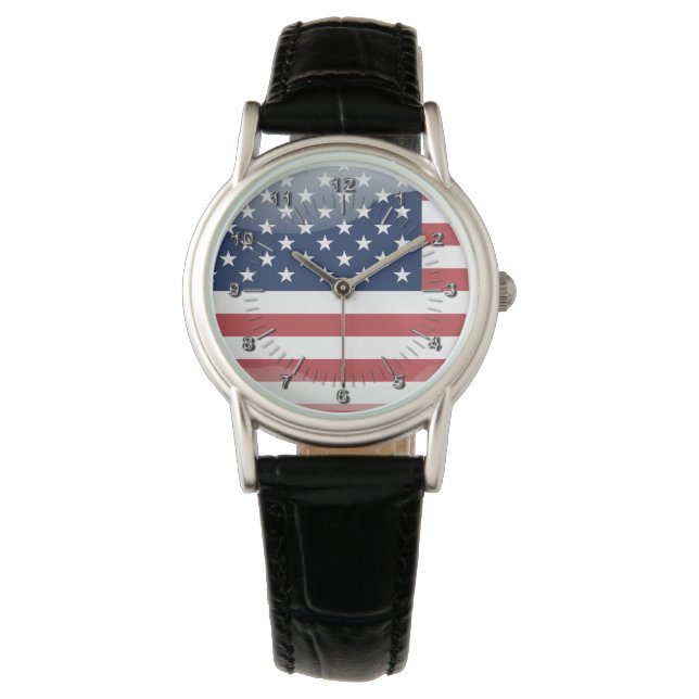 Hochglanzflagge in den USA Armbanduhr (Vorderseite)