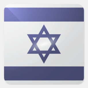 Hochglanzflagge in Israel Quadratischer Aufkleber