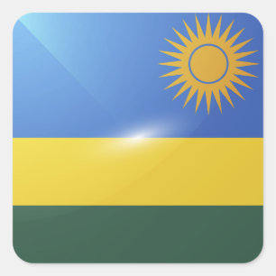 Hochglanzflagge in Ruanda Quadratischer Aufkleber