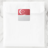 Hochglanzflagge in Singapur Quadratischer Aufkleber (Tasche)