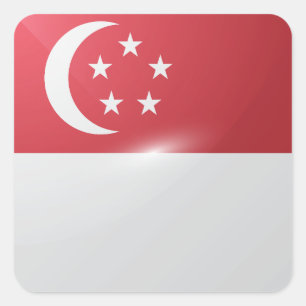 Hochglanzflagge in Singapur Quadratischer Aufkleber