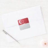 Hochglanzflagge in Singapur Quadratischer Aufkleber (Umschlag)