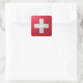Hochglanzflagge Schweiz Quadratischer Aufkleber (Tasche)