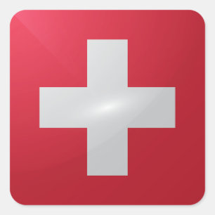 Hochglanzflagge Schweiz Quadratischer Aufkleber