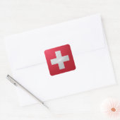 Hochglanzflagge Schweiz Quadratischer Aufkleber (Umschlag)