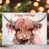 Hochglanzkühe im Wasserfarbenbereich Feiertagskarte