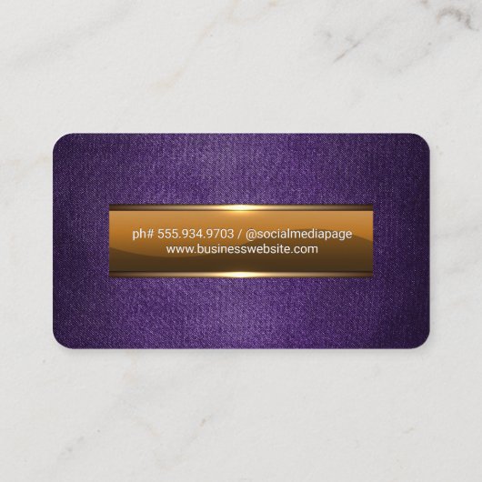 Hochglanzmetallisches Banner | Lila Gewebe Visitenkarte (Rückseite)