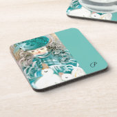 Hochglanzplastische Untersetzer mit Korkunterlage (Linke Seite)