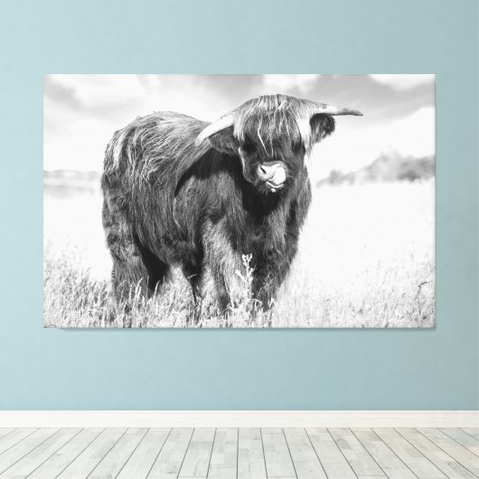 Hochglanzzunge schwarz-weiß leinwanddruck (Insitu (Holzboden))