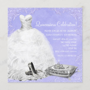 Hochhackige Schuhe Lila Prinzessin Quinceanera Einladung