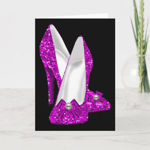 Hochhackige Schuhe Stiletto Glitter Rosa Karte
