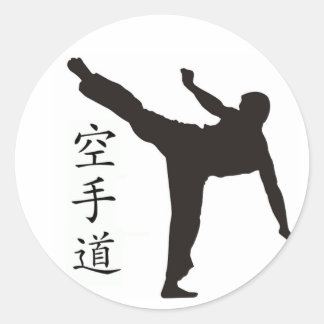 Hochkick/Karate-Kanji Runder Aufkleber