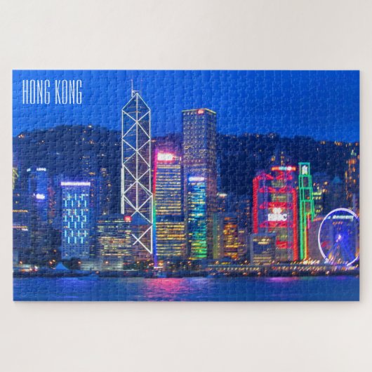 Hochkong-Skyline-Lichter Puzzle (Horizontal)