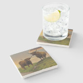 Hochkühe bei Sonnenuntergang Steinuntersetzer (Seitenansicht)