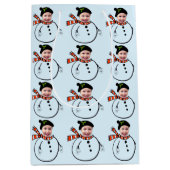 Hochladen Face Foto Niedlich Holiday Snowman Weihn Mittlere Geschenktüte (Vorderseite)