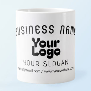 Hochladen Logo Retro-Modern Weiß & Schwarz (editie Jumbo-Tasse