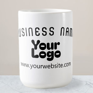 Hochladen Logo Retro-Modern Weiß & Schwarz (editie Kaffeetasse