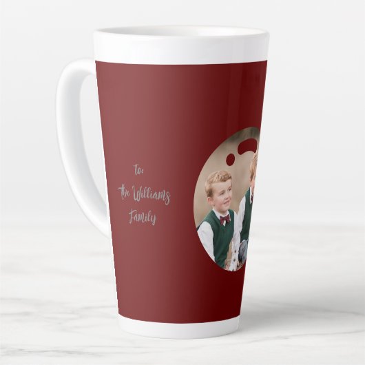 Hochladen Sie Ihr Foto in einem Weihnachtsbauble Milchtasse (Linke Ecke)