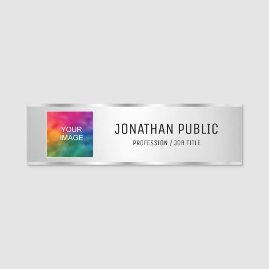 Hochladen von Foto oder Logo Hinzufügen von Text-I Namensschild (Vorderseite)