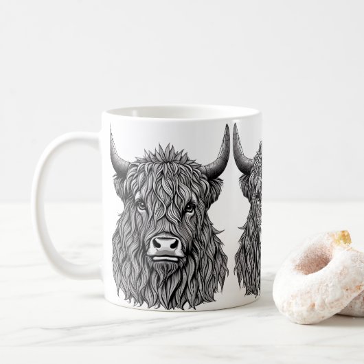 Hochland-Bull-Abbildung Kaffeetasse (Mit Donut)