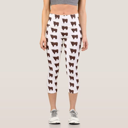 Hochland Cow Cartoon Capri Leggings (Vorderseite)