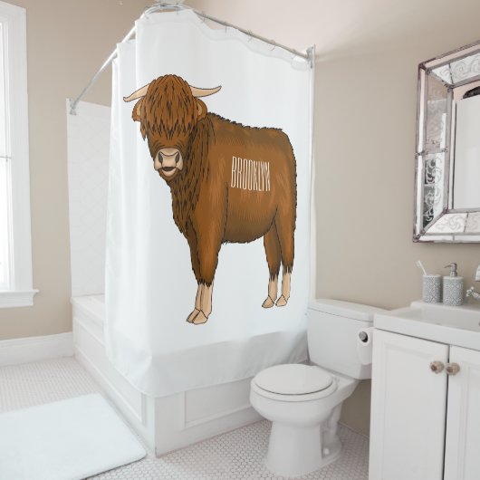 Hochland Cow Cartoon Duschvorhang (Beispiel)