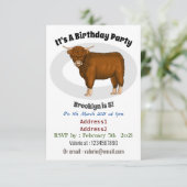 Hochland Cow Cartoon Einladung (Stehend Vorderseite)