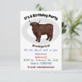 Hochland Cow Cartoon Einladung (Stehend Vorderseite)