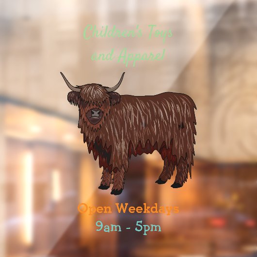 Hochland Cow Cartoon Fensteraufkleber (Blatt 2)