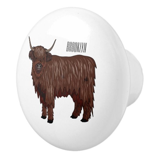 Hochland Cow Cartoon Keramikknauf (Rechts)