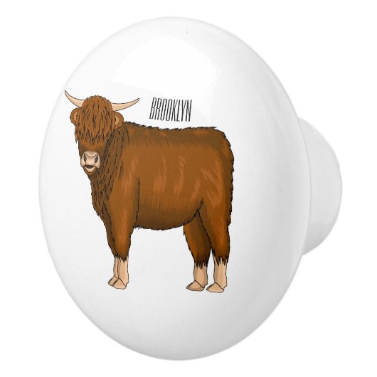 Hochland Cow Cartoon Keramikknauf (Rechts)