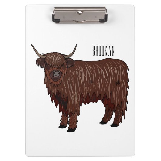Hochland Cow Cartoon Klemmbrett (Vorderseite)