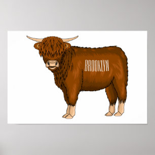 Hochland Cow Cartoon Poster