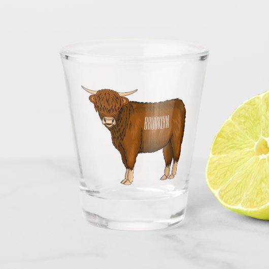 Hochland Cow Cartoon Schnapsglas (Vorderseite)