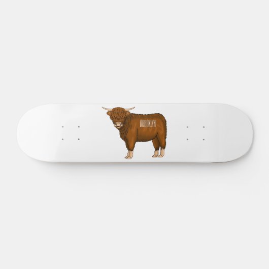 Hochland Cow Cartoon Skateboard (Horizontal)
