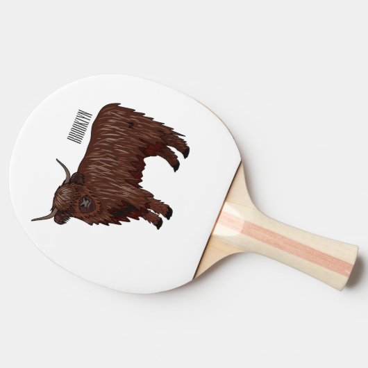 Hochland Cow Cartoon Tischtennis Schläger (Seitenansicht)