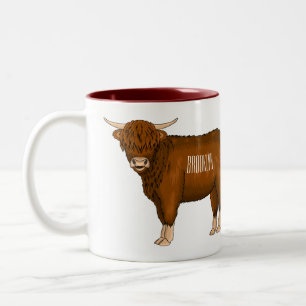 Hochland Cow Cartoon Zweifarbige Tasse